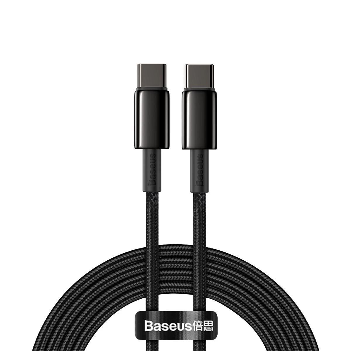 „Baseus Tungsten Gold“ greito įkrovimo duomenų kabelis Type-C į Type-C 100W 2m Juodas (Juodas)