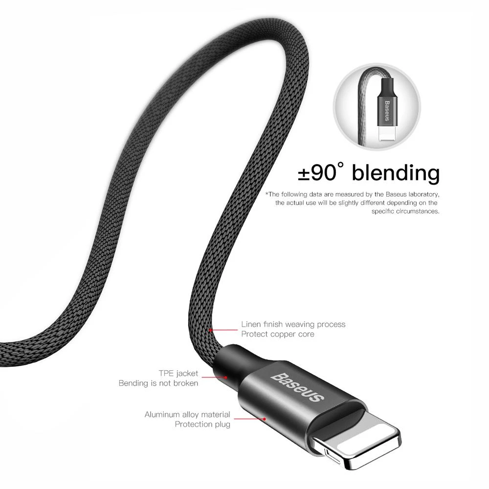 USB kabelis Baseus Yiven USB į Apple Lightning 1.8m juodas CALYW-A01