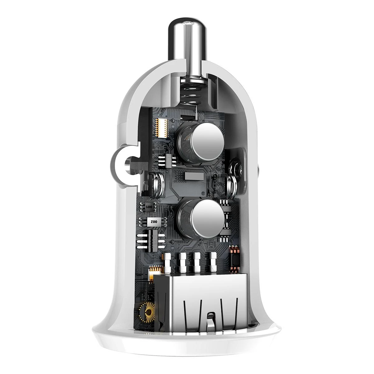 Automobilinis įkroviklis Baseus Grain Pro 2x USB 4.8A - Baltas