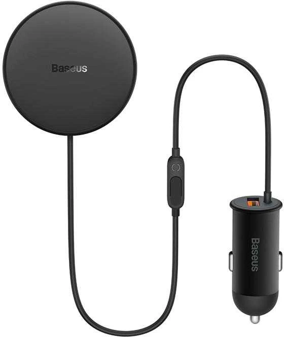 Magnetinis automobilinio telefono laikiklis Baseus CW01 prie ventiliacijos tinklelio su automobiliniu įkrovikliu USB-C, 15W + 25W (juodas)
