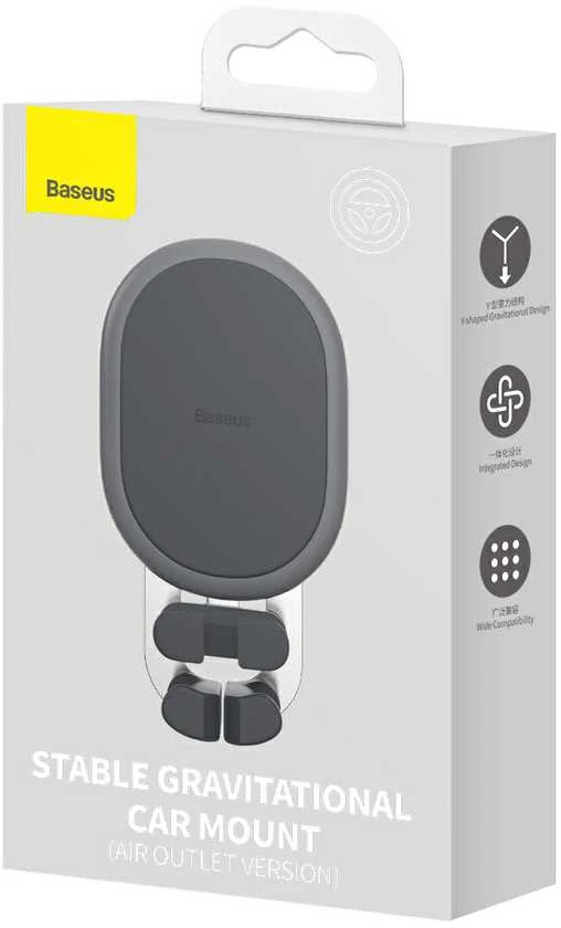 Baseus stabilus gravitacinis automobilinis telefono laikiklis ventiliacijos grotelėms - juodas