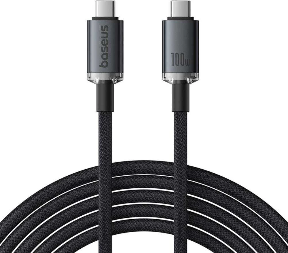 Baseus Crystal Shine Series Data kabelis USB-C - USB-C 100W 1,5m juodos spalvos
