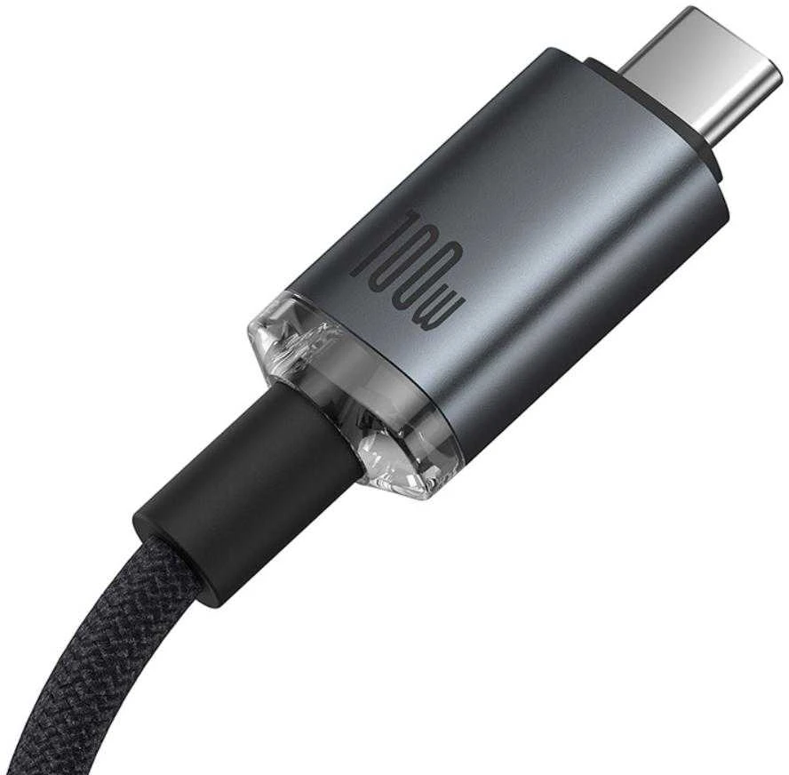 Baseus Crystal Shine Series Data kabelis USB-C - USB-C 100W 1,5m juodos spalvos