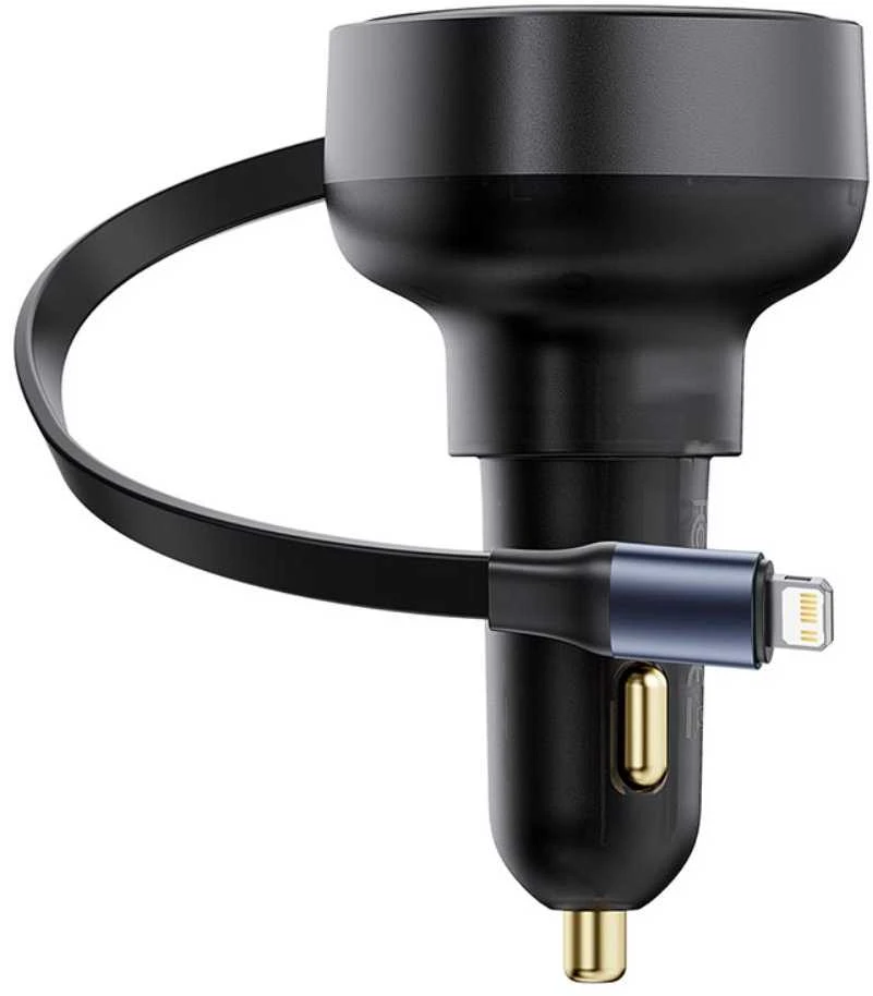 Automobilinis įkroviklis Baseus Enjoyment Pro su USB-C laidu, 60 W (juodas)