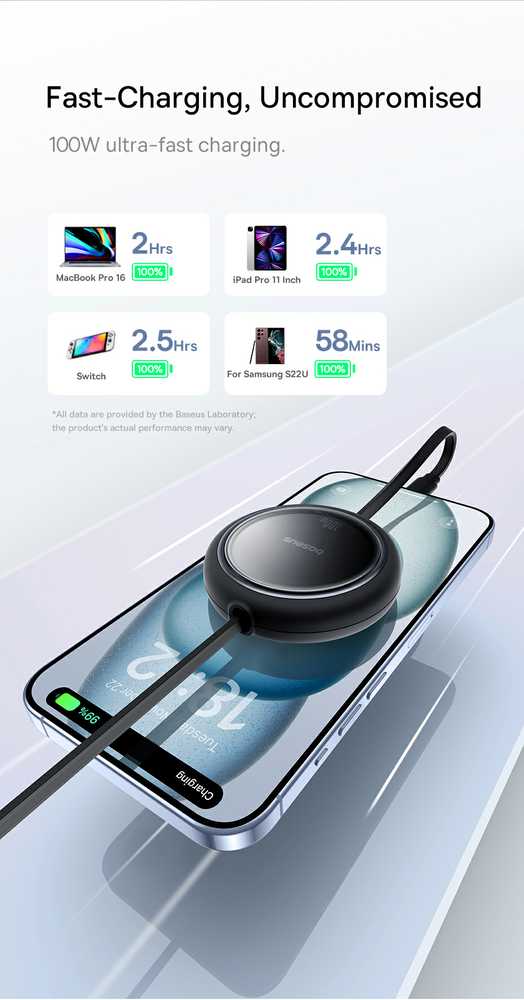 Laidas iš USB-C į USB-C Baseus Free2Draw, PD, 100 W, 1 m (violetinė)