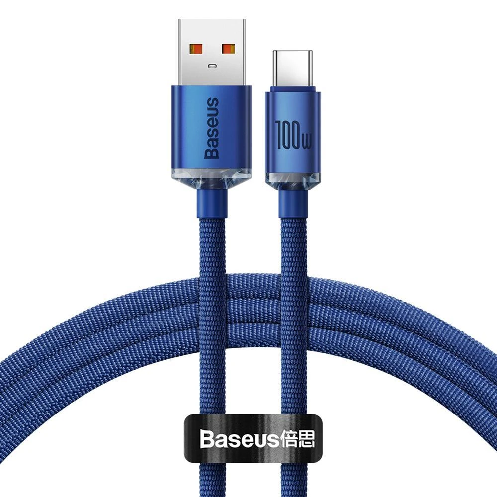 Baseus Crystal Shine kabelis USB - USB-C 5A 100W 1.2m mėlynas