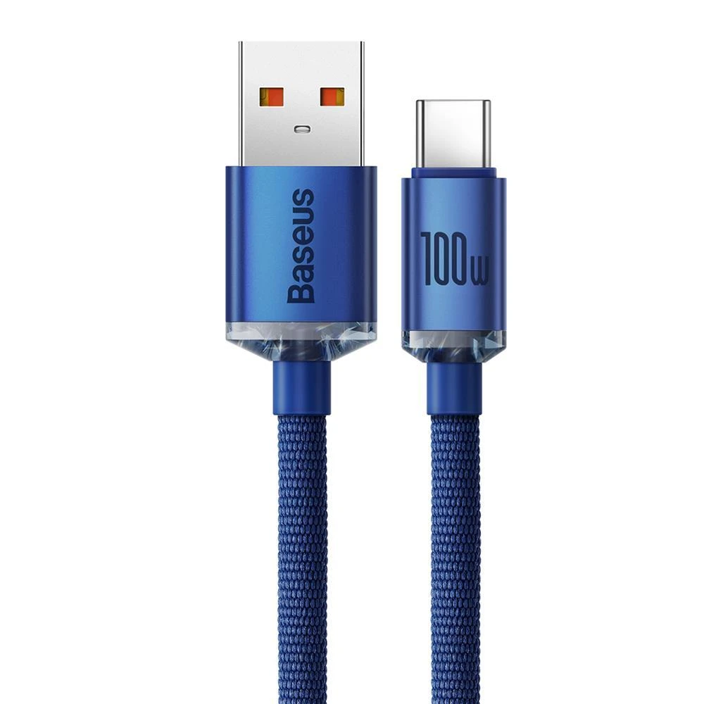 Baseus Crystal Shine kabelis USB - USB-C 5A 100W 1.2m mėlynas