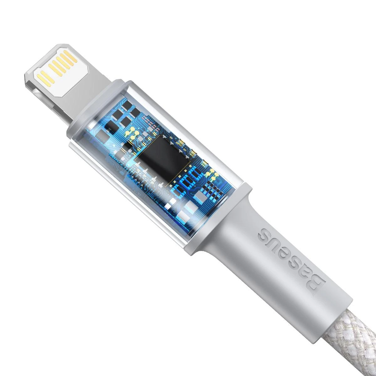 „Baseus“ didelio tankio pintas greito įkrovimo duomenų kabelis Type-C iki Lightning PD 20W 2m Baltas (Baltas)
