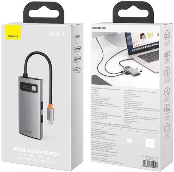 Jungčių stotelė / adapteris USB C kištukas - 4 rūšių jungtys Metal Gleam BASEUS