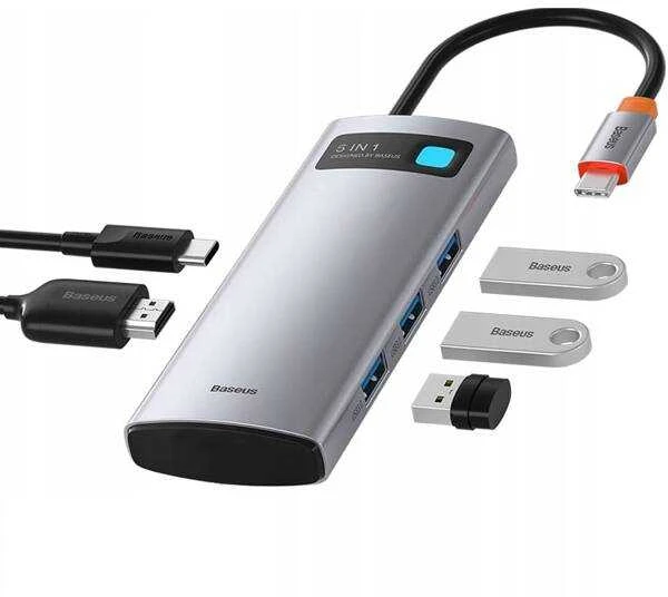 Baseus adapteris 5in1 USB-C šakotuvas 3x USB 3.0 + HDMI + USB-C PD