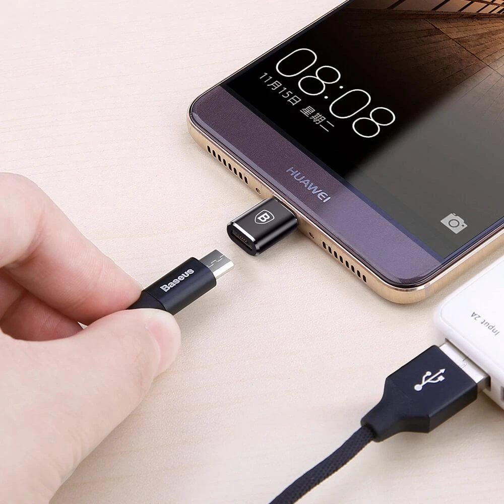 Adapteris Baseus USB C kištukas, micro USB B lizdas, OTG funkcija