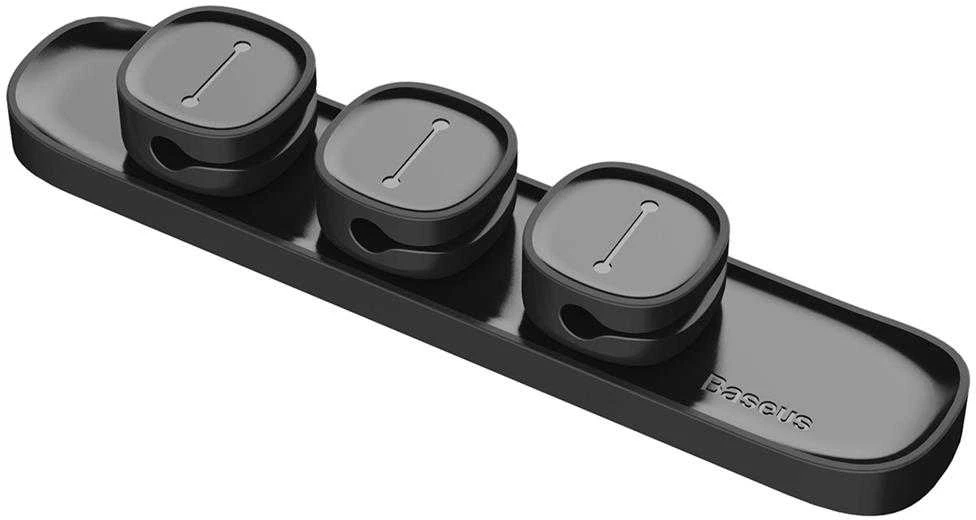 Kabelių laikiklis klijuojamas su magnetiniais 3 kabelių adapteriais juodas BASEUS