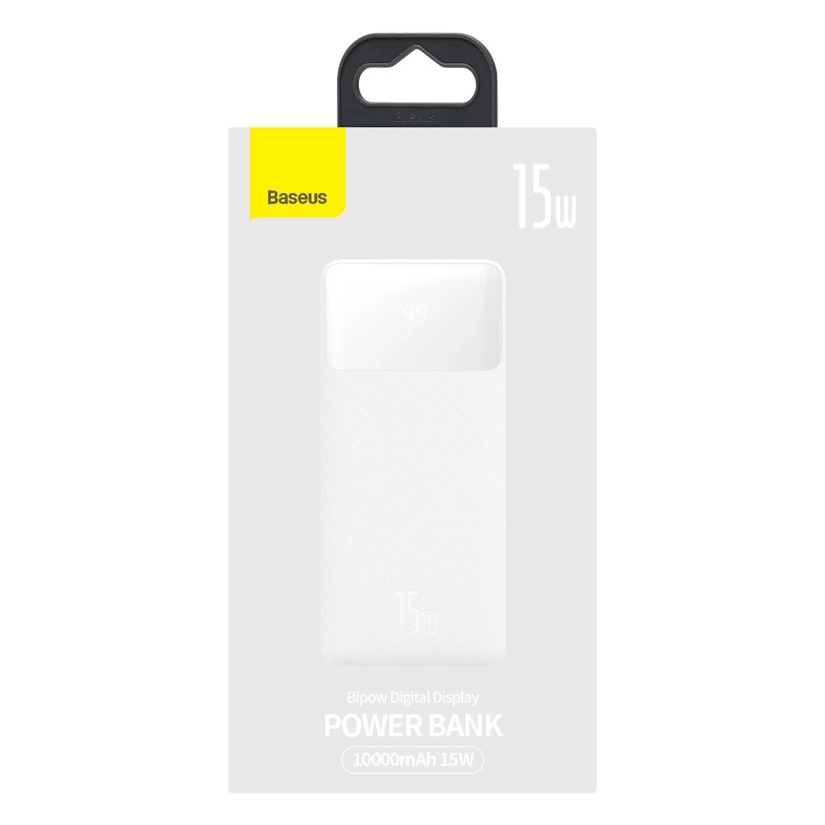 LiPo išorinis akumuliatorius (Powerbank) 10000mAh 15W 5V 3A 2xUSB + USB C Bipow baltas BASEUS