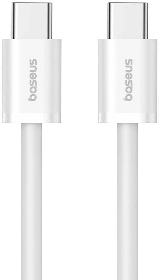 Baseus „Superior Series 2“ greito įkrovimo duomenų kabelis, C tipo į C tipo, 30 W, 1 m, „Moon baltos spalvos“.