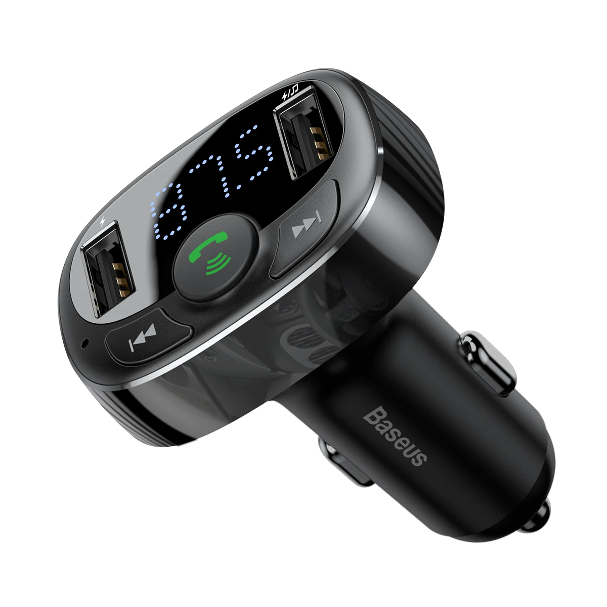 Baseus FM moduliatorius T tipo Bluetooth 2xUSB Micro SD – Juodas