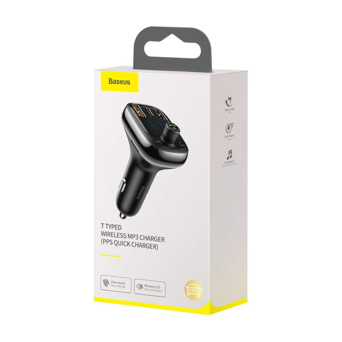 Automobilinis Bluetooth MP3 grotuvas Baseus T Shaped S-13 Juodas OS