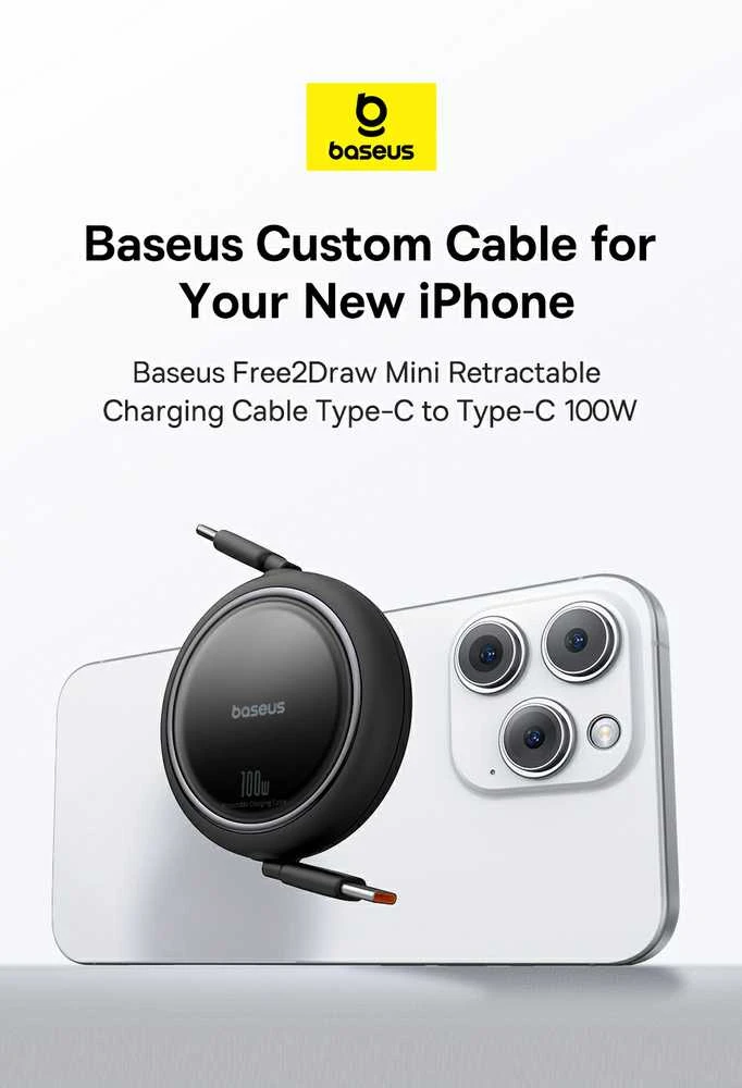 Laidas iš USB-C į USB-C Baseus Free2Draw, PD, 100 W, 1 m (mėlynas)