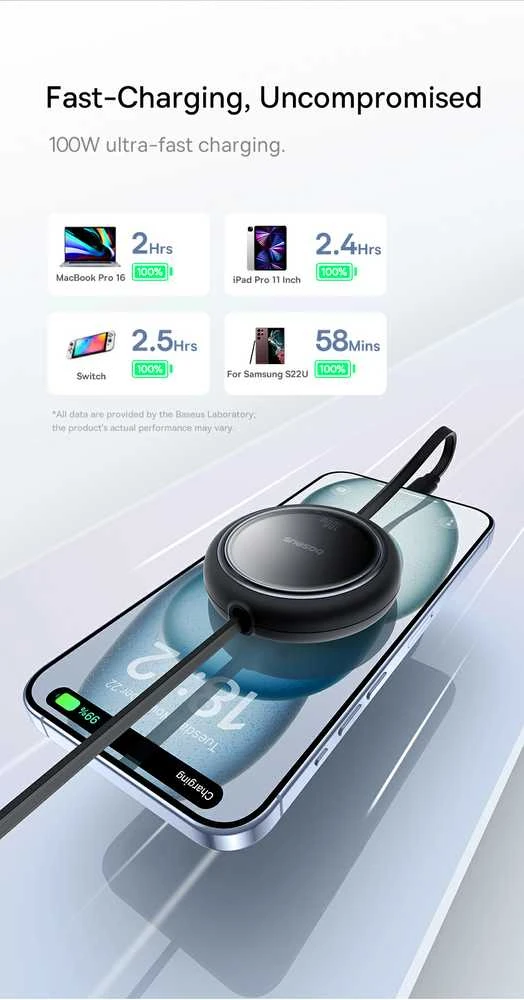 Laidas iš USB-C į USB-C Baseus Free2Draw, PD, 100 W, 1 m (mėlynas)