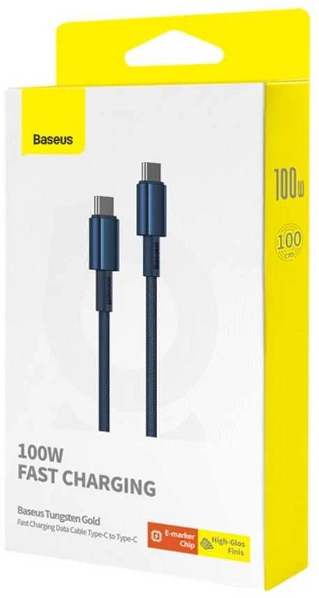 Laidas iš USB-C į USB-C Baseus Tungsten Gold, 100 W, 1 m (mėlynas)