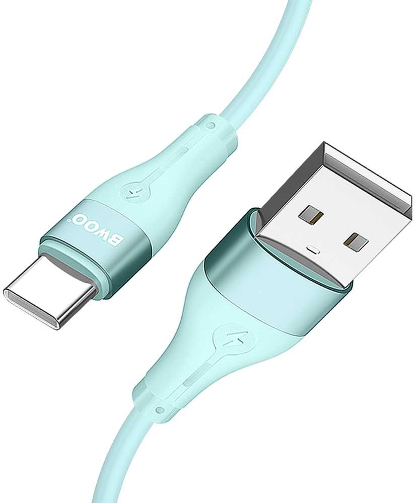 BWOO USB – USB-C laidas 1m 3A minimalistinis silikoninis žalias X280C