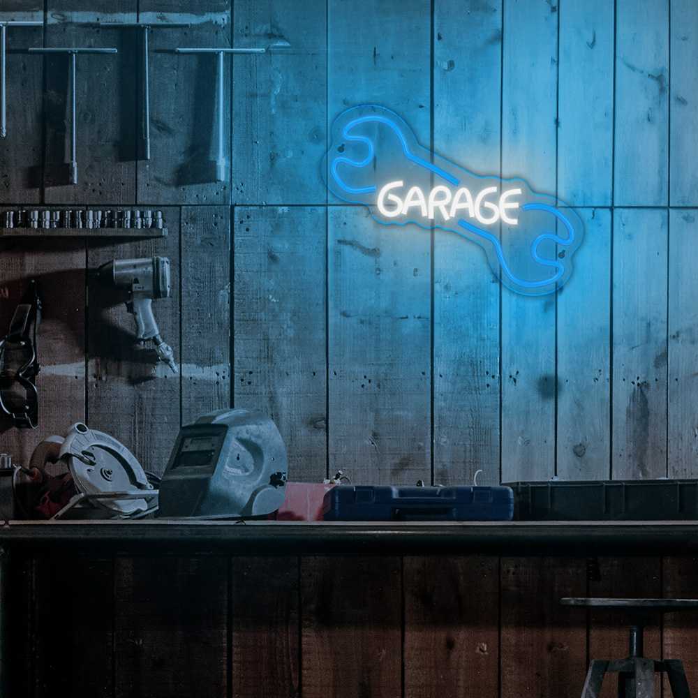 TelForceone Neon PLEXI LED GARAGE mėlyna balta NNE22 Neolia