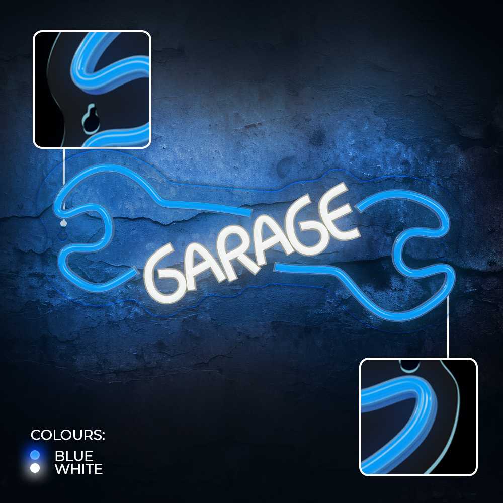 TelForceone Neon PLEXI LED GARAGE mėlyna balta NNE22 Neolia