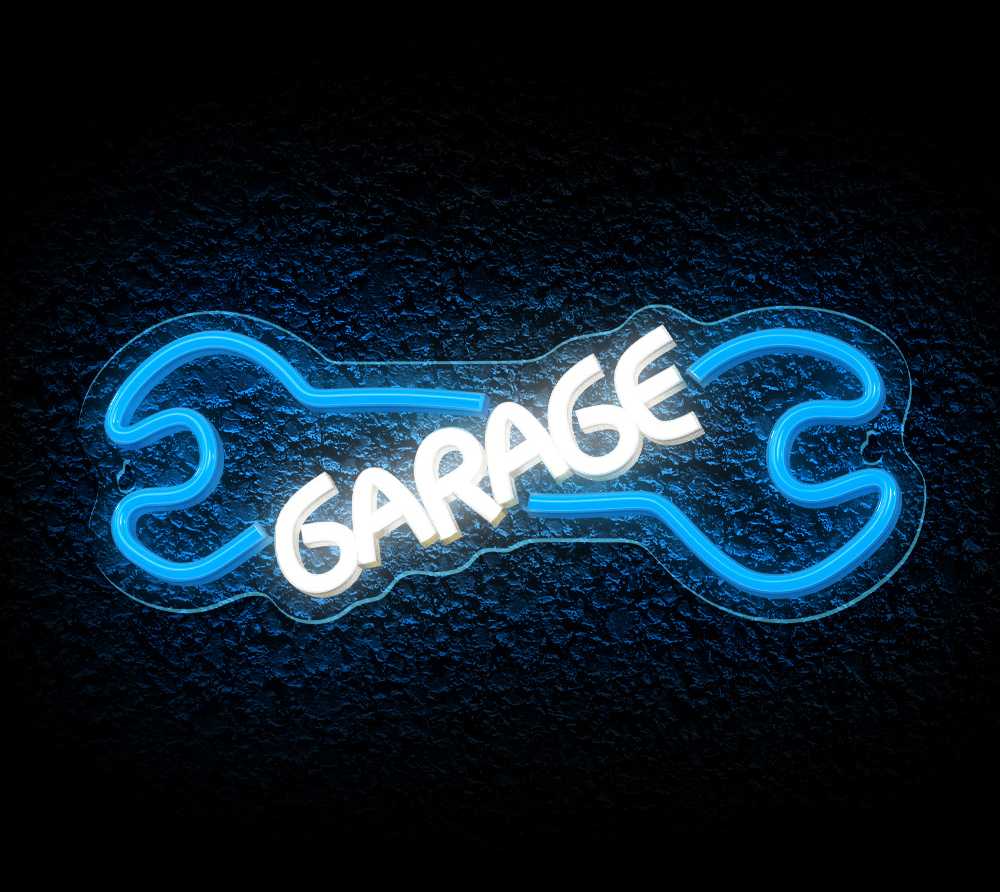 TelForceone Neon PLEXI LED GARAGE mėlyna balta NNE22 Neolia