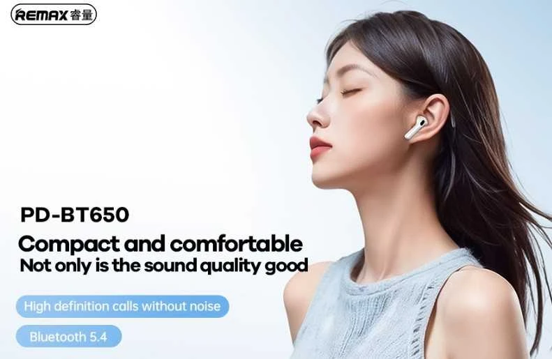 „BLUETOOTH“ AUSINĖS REMAX TWS PD-BT650 PRODA 5.4 ANC ENC BALTOS