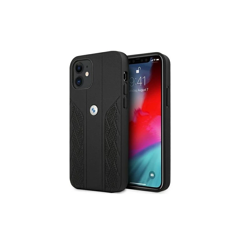 BMW BMHCP13SRS PPR dėklas Apple iPhone 13 mini 5.4″ red kietas dėklas Leather Curve Perforate