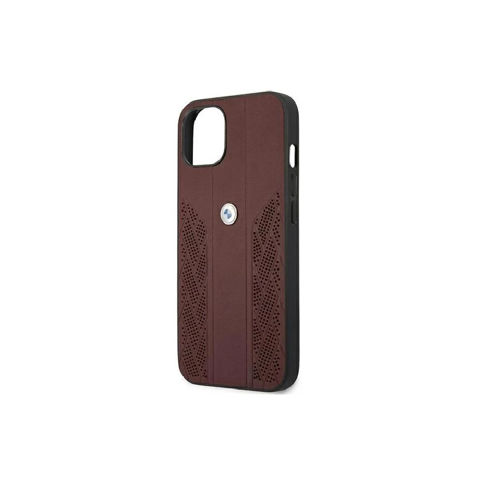 BMW BMHCP13LRSPPR Apple iPhone 13 Pro / 13 6,1″ red kietas dėklas Leather Curve Perforate