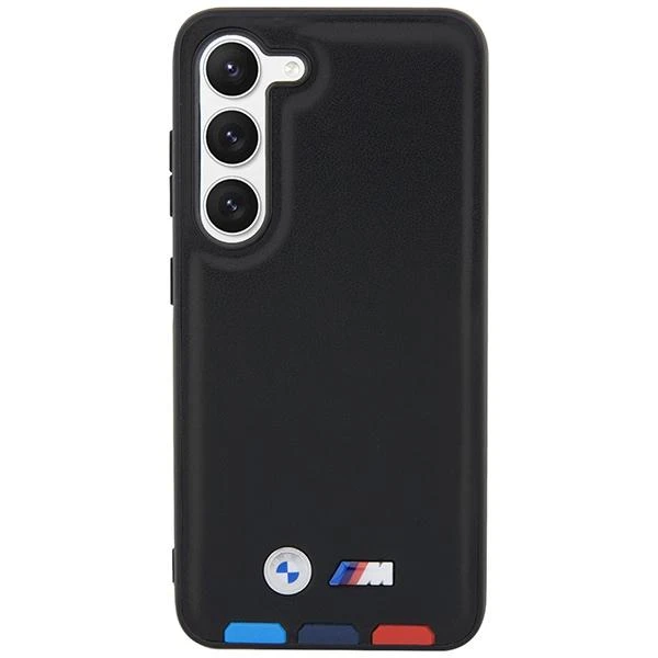 Dėklas BMW BMHCS23L22PTDK S23 Ultra S918 juodos spalvos Leather Stamp Tricolor