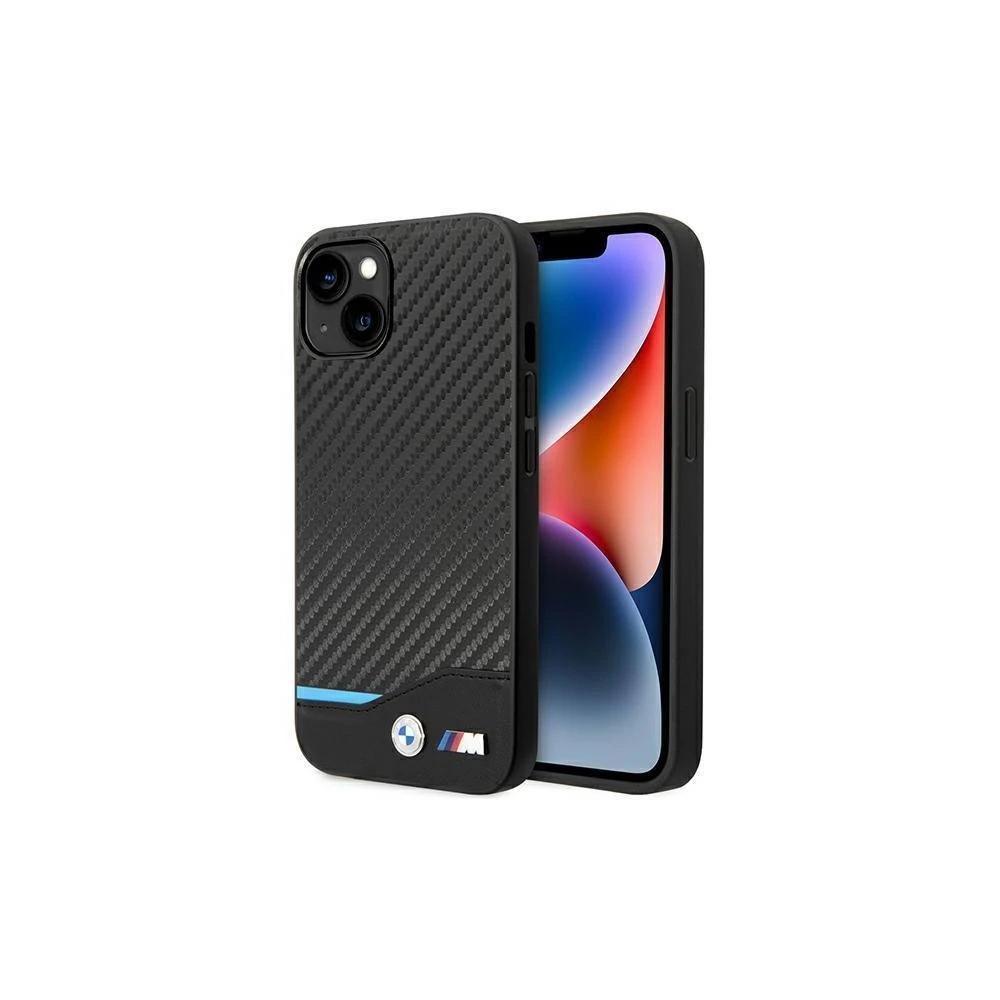 Dėklas BMW BMHCP14L22NBCK Apple iPhone 14 Pro 6,1″ juodos spalvos Leather Carbon