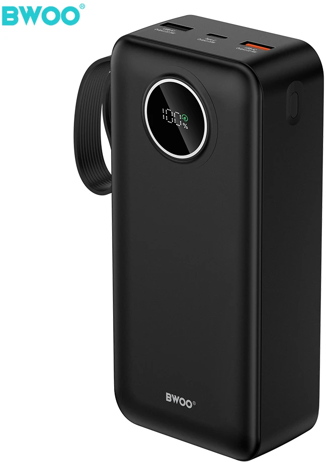 Išorinė baterija POWER BANK Bwoo (BO-P64) 30000mAh (2xUSB; 1xUSB-C; 22,5W) juoda