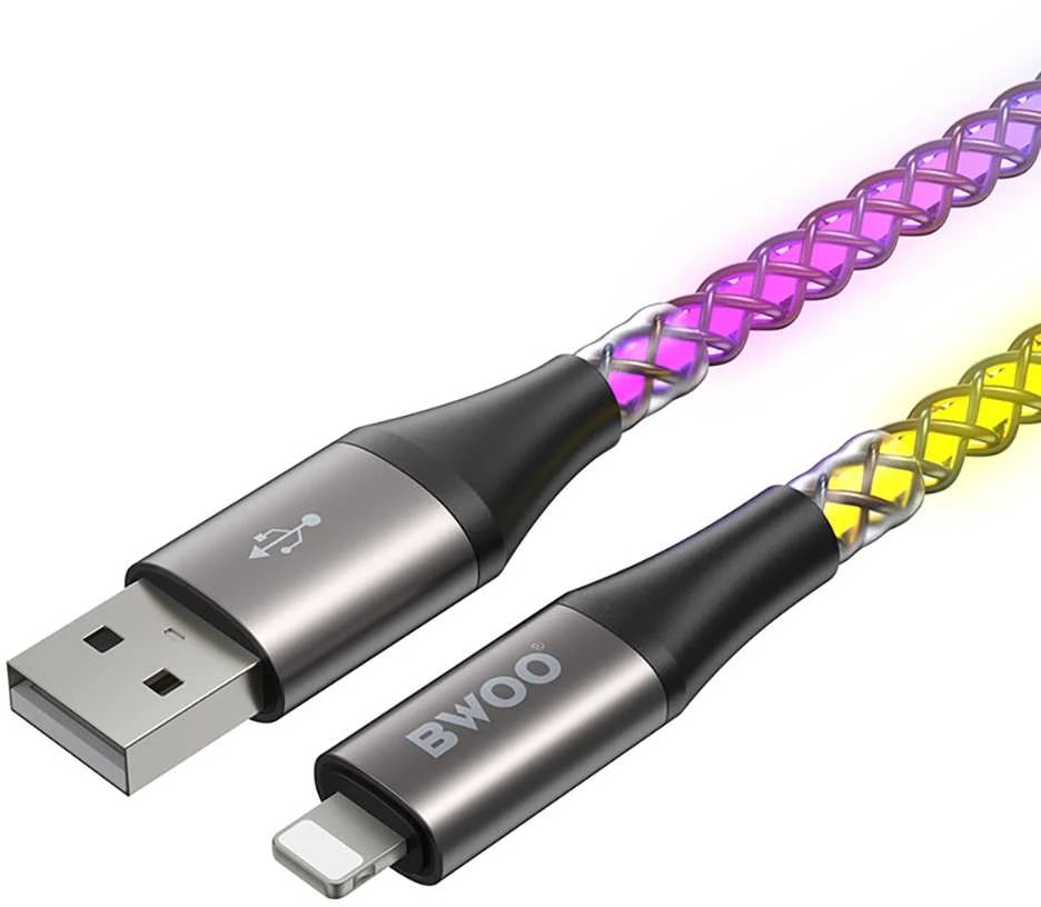 BWOO 27W kabelis X279C-L USB-C į žaibo jungtį su RGB spalvotu apšvietimu
