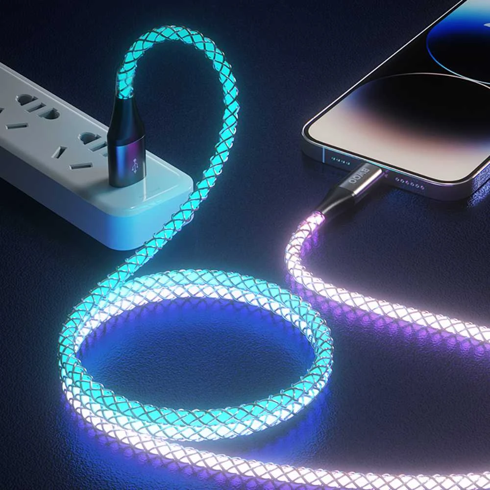 BWOO 27W kabelis X279C-L USB-C į žaibo jungtį su RGB spalvotu apšvietimu