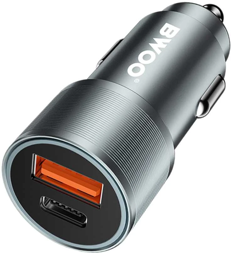 Įkroviklis automobilinis Bwoo (CC73) (1xUSB; 1xUSB-C; 38W) juodas