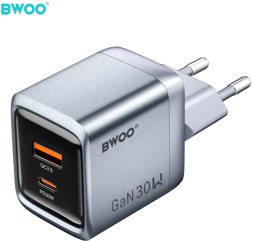 Canyon BWOO BO-CDA237 wall charger 1xUSB-A + 1xUSB-C 3A PD 30W + QC 18W pilkas with PPS