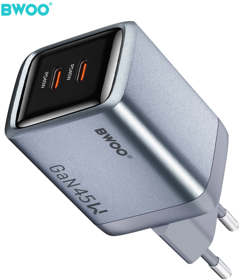Mathorn BWOO BO-CDA239 wall charger 2xUSB-C 3A PD 45W pilkas with PPS