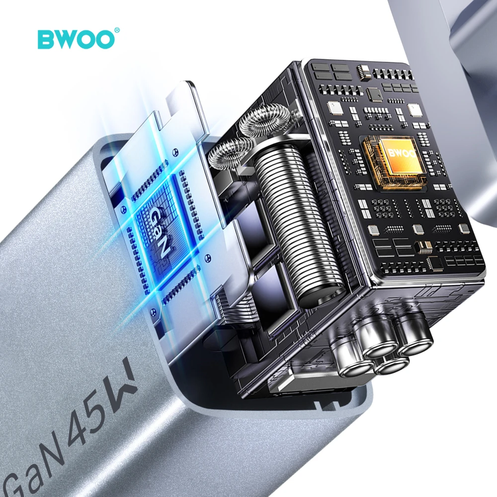 Mathorn BWOO BO-CDA239 wall charger 2xUSB-C 3A PD 45W pilkas with PPS
