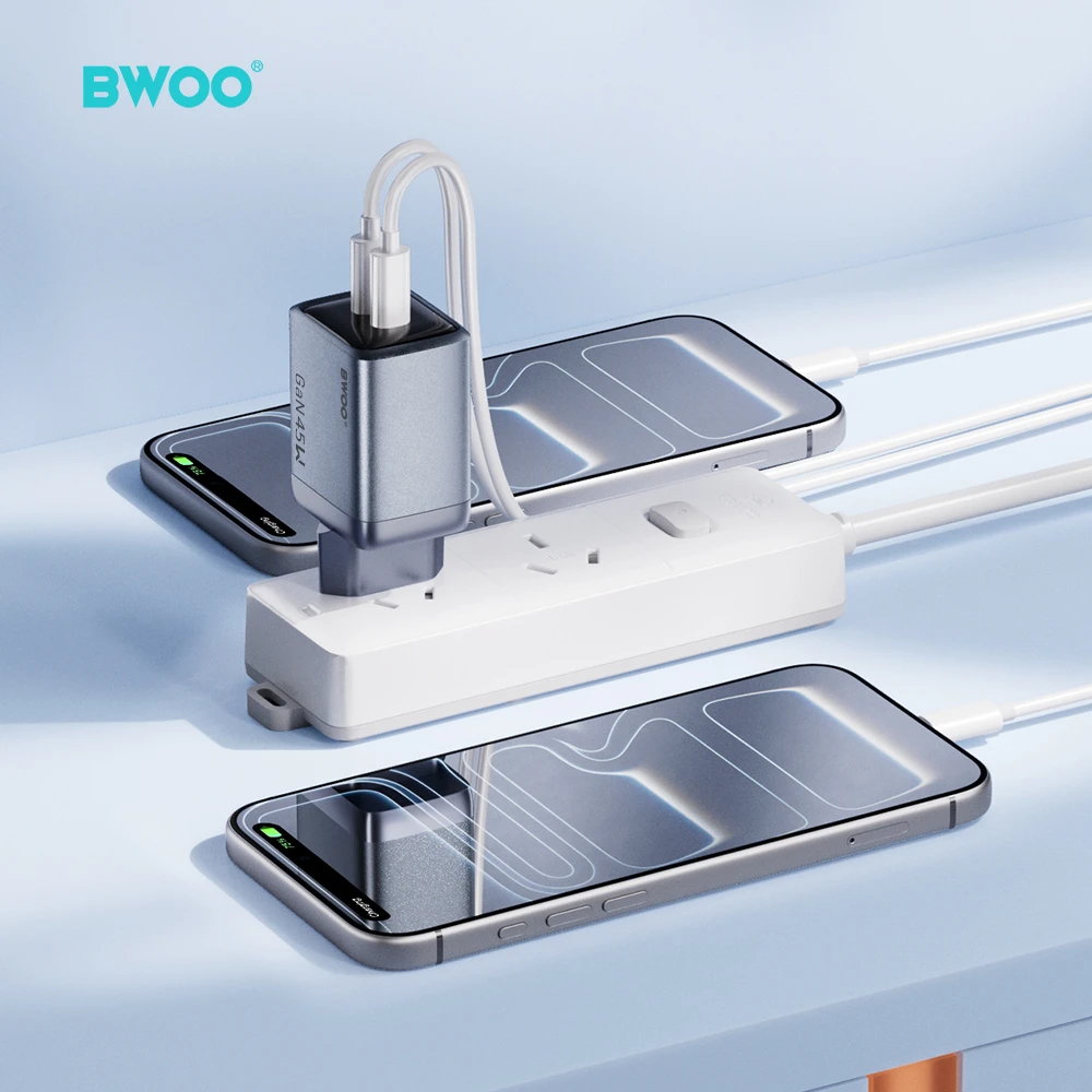 Mathorn BWOO BO-CDA239 wall charger 2xUSB-C 3A PD 45W pilkas with PPS