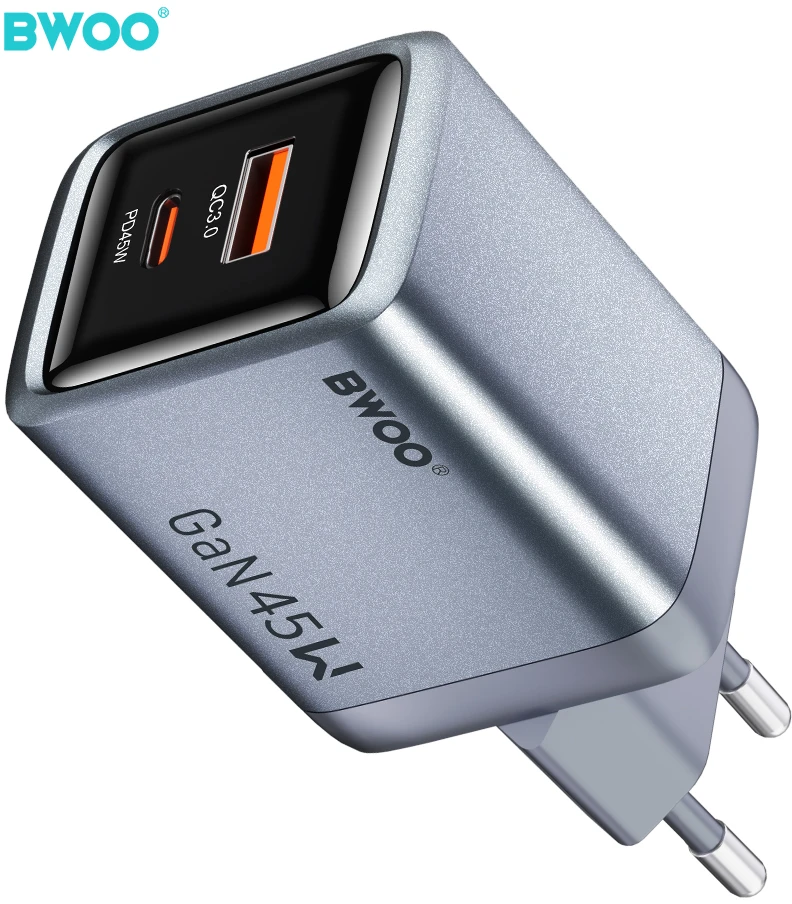 Mathorn BWOO BO-CDA240 wall charger 1xUSB-A + 1xUSB-C 3A PD 45W + QC 18W pilkas with PPS