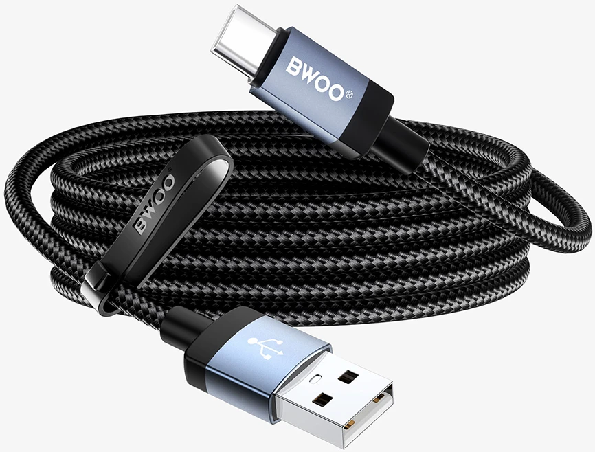 Usams BWOO BO-X401C braided cable USB-A - USB-C 1m Fast Charging 3A juodas