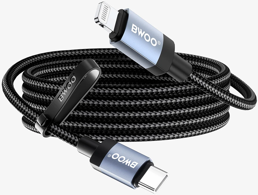 BWOO BO-X401CL pintas kabelis USB-C - Lightning 1m PD 30W juodas