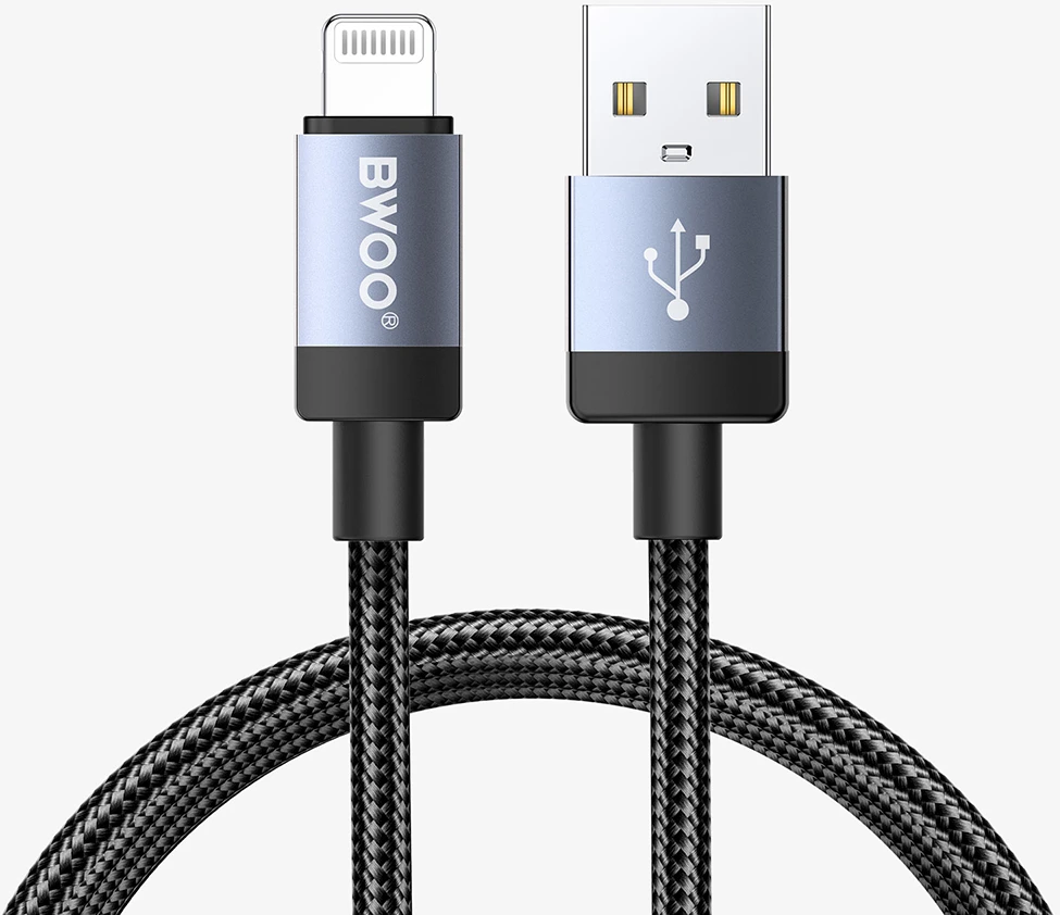 Usams BWOO BO-X401L braided cable USB-A - Lightning 1m Fast Charging 3A juodas