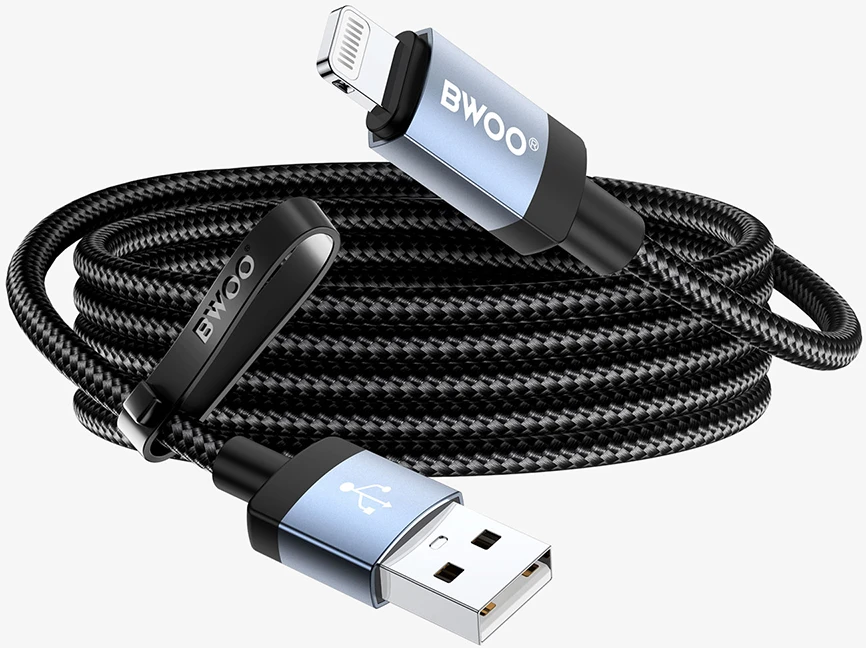 Usams BWOO BO-X401L braided cable USB-A - Lightning 1m Fast Charging 3A juodas