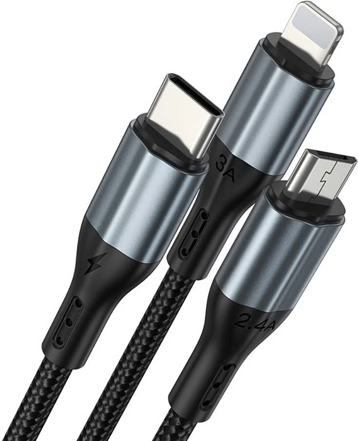 BWOO greitas 3 in 1 USB 3A įkrovimo kabelis X274