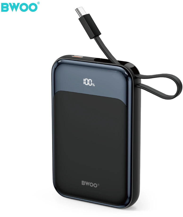 Išorinė baterija POWER BANK Bwoo (BO-P80) 10000mAh (1xUSB-C; 22.5W) su USB-C laidu auksinis