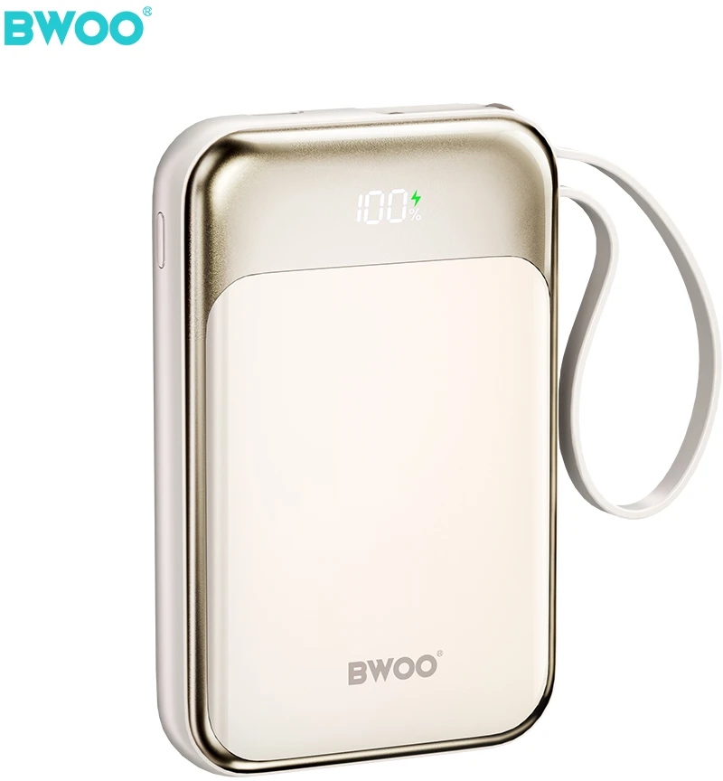 Išorinė baterija POWER BANK Bwoo (BO-P80) 10000mAh (1xUSB-C; 22.5W) su USB-C laidu auksinis