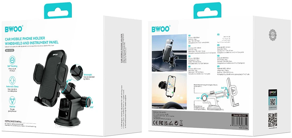 BWOO prietaisų skydelio laikiklis BO-ZJ125 ABS+silikonas+aliuminis