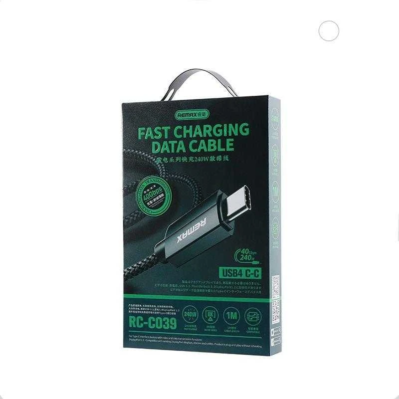 USB-C laidas USB-C Remax Ladon, USB4.0, RC-C039, 1m, 240W, (juodas)